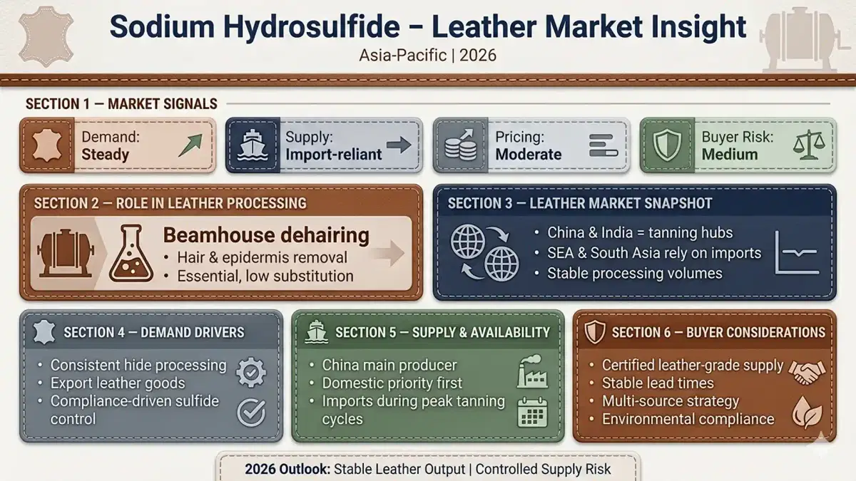 Perspectiva del mercado de hidrosulfuro de sodio para la industria del cuero en Asia-Pacífico (2026)