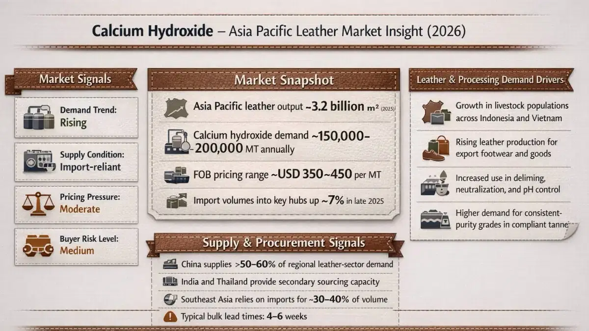 Perspectiva del mercado de hidróxido de calcio para la industria del cuero en Asia Pacífico (2026)